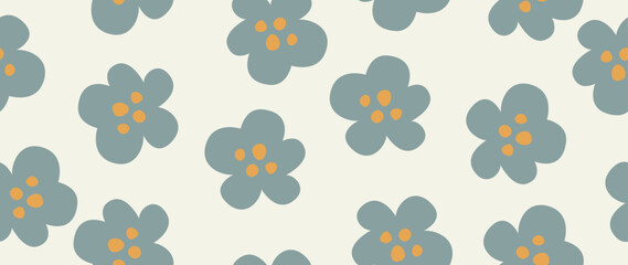 Vector illustration. Seamless pattern of flowers on a light background. Spring concept. Perfect for your design, gift wrap or home wallpaper.