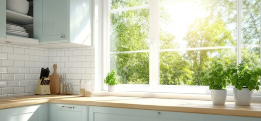 Bright kitchen corner with natural light