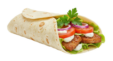 Isolated Falafel Wrap with Vegetables