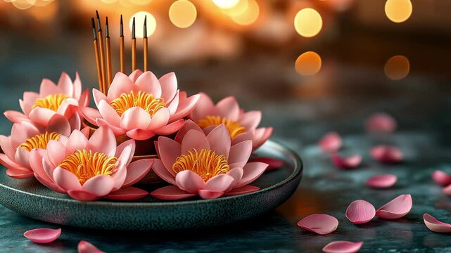 pink lotus on a plate 