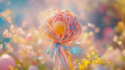 Vibrant Balloon Bouquet with Colorful Ribbons, Celebrating Joy and Whimsy on International Children's Day
