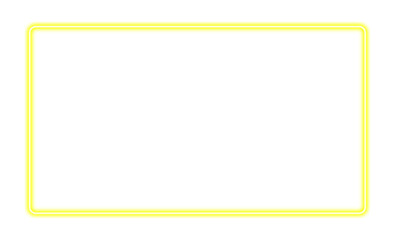 Glowing neon rectangular frame in yellow color