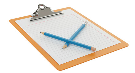 Isolated Clipboard with Two Pencils