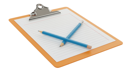 Isolated Clipboard with Two Pencils