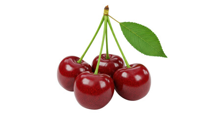 Isolated Bunch of Dark Red Cherries