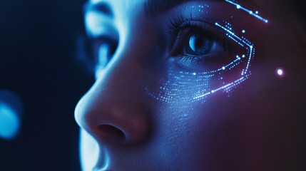 An AI powered biometric authentication system, scanning fingerprints and facial features for secure login, Security tech style