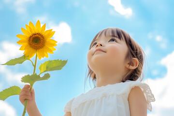 ヒマワリと女の子.Generative AI