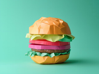 Playful Paper Origami Burger: Colorful Fast Food Art and Craft Photography