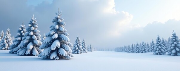 Snow-covered trees in a serene winter landscape showcasing the calmness and majesty of the season,  trees,  tranquil