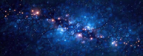 Obraz premium Seamless background of cosmic starry sky with clusters of glowing stars and galaxies, design, astronomy