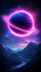 Alien Planet Rising Above Mountains