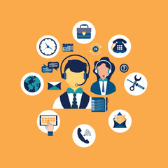 Customer service technical support call center concept