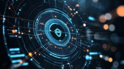 Obraz premium An AI powered cybersecurity system detecting and neutralizing online threats in real time by analyzing network traffic and user behavior, Security technology style, photo of