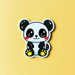 Naklejka premium Adorable Kawaii Panda Bear Cartoon Illustration