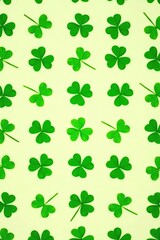 Seamless pattern of clover leaves on a light background, perfect for St Patrick's Day designs,  elegant,  pattern