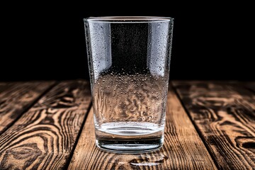 Condensation on a Glass on Dark Wooden Table