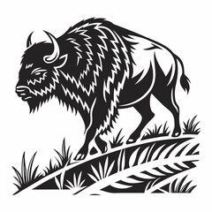 Fototapeta premium bison black sihouette vrctor