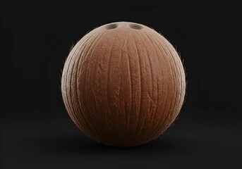 Coconut Close-up on Dark Background Simple and Natural Still Life