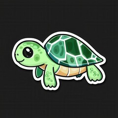 Adorable Cartoon Sea Turtle Sticker Design