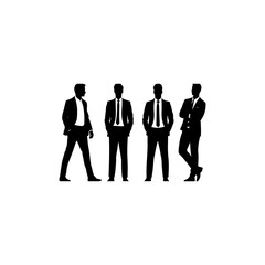 Businessman standing silhouettes set