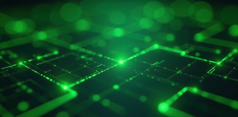 Fototapeta premium Smart grid and communication concept featuring futuristic digital style 3D render with green hues and advanced technology, internet, futuristic