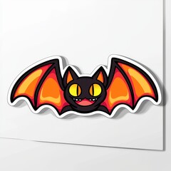 Obraz premium Cute Cartoon Bat with Orange Wings Sticker Design
