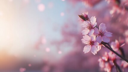 Cherry blossom blooming in spring nature scene floral photography soft light close-up view serenity and beauty of nature