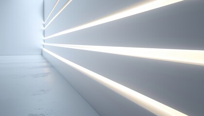 Room wall stripes led lighting neon white soft grey perspective effect modern futuristic minimal corner straight.