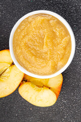 Apple puree natural ingredients tasty fresh delicious gourmet food background table rustic food top view copy space keto and paleo diet vegetarian and vegan food