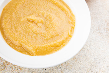 Apple puree natural ingredients tasty fresh delicious gourmet food background table rustic food top view copy space keto and paleo diet vegetarian and vegan food
