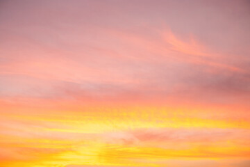 Beautiful , luxury soft gradient orange gold clouds and sunlight on the blue sky perfect for the background, take in evening,Twilight, Large size, high definition landscape photo