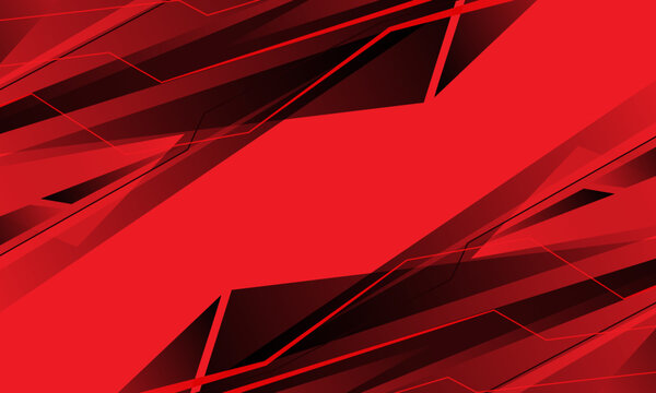 Abstract black geometric on red design modern futuristic technology background vector