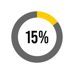 15% percent percentage diagram meter from ready-to-use for web design, user interface UI or infographic -	
