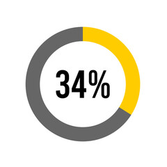 34% percent percentage diagram meter from ready-to-use for web design, user interface UI or infographic -	
