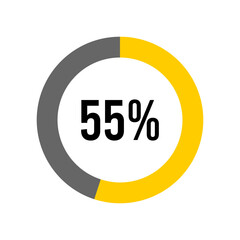 55% percent percentage diagram meter from ready-to-use for web design, user interface UI or infographic -	
