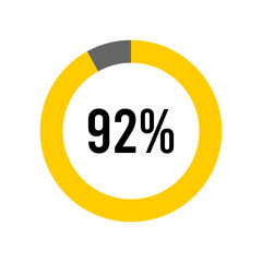 92% percent percentage diagram meter from ready-to-use for web design, user interface UI or infographic -	
