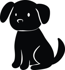 Fototapeta premium A black and white vector illustration of a dog sitting on its hind legs, facing left