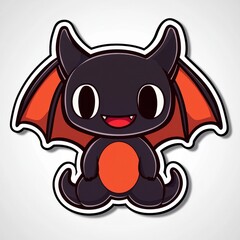 Adorable Cartoon Bat with Orange Wings - Kawaii Style Illustration