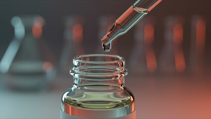 Laboratory Dropper and Glass Bottle CloseUp