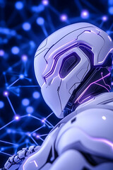 Futuristic robot head and upper body