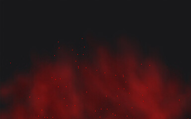 Spicy burst powder. Splashes of red pepper explosion. Overlay effect of chili or paprika spice splatters. Vector realistic illustration of hot, dried spices.