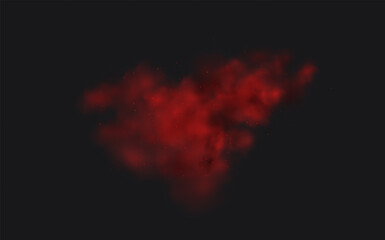 Spicy burst powder. Splashes of red pepper explosion. Overlay effect of chili or paprika spice splatters. Vector realistic illustration of hot, dried spices.