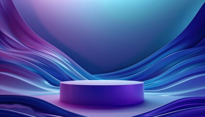 Purple violet stage platform round circle podium cloth fabric curtain wall illustration presentation mockup colours futuristic modern minimal scene curve fluid flowing.