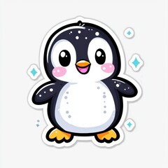 Obraz premium Adorable Cartoon Penguin Sticker Design