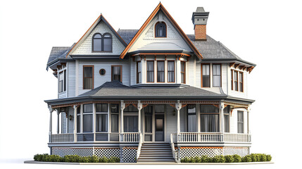 Fototapeta premium Victorian style house with ornate details and wraparound porch