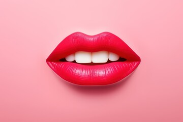 Surprised lips cosmetics lipstick teeth.
