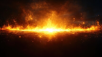 Celestial Inferno: A fiery panorama of a cosmic explosion or a star's birth in the vast expanse of space. A dramatic and awe-inspiring view.