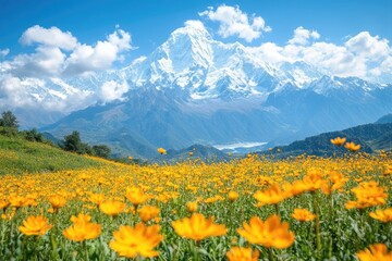 Blooming yellow rapeseed fields