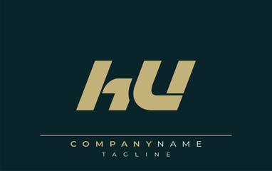 HU Sleek Geometric Logo Design. Neutral colors and minimalist style create a professional and contemporary impression, suitable for branding and corporate identity.
