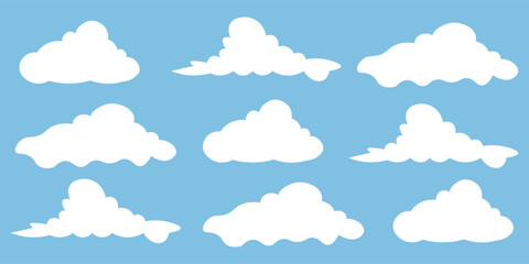 White cloud illustration collection. Cartoon cloud vector set in flat design.background modern